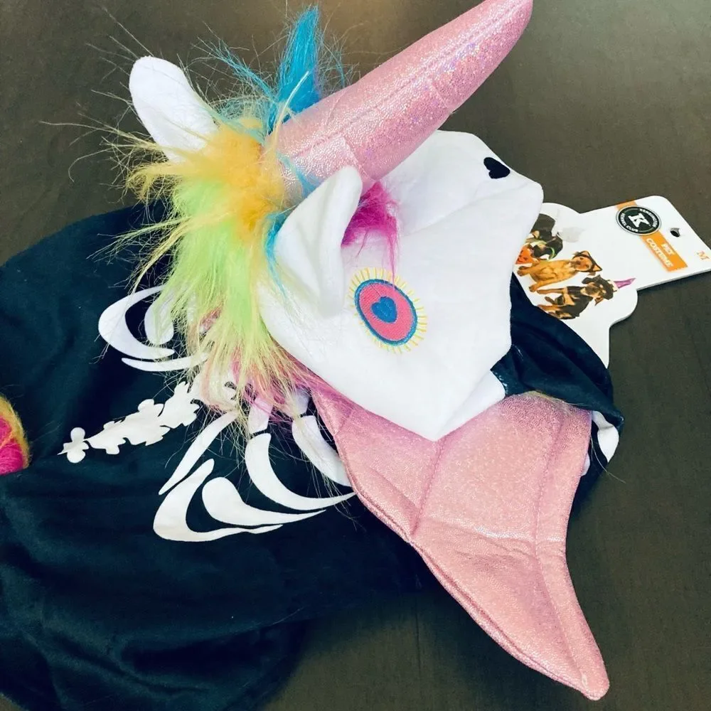 Pet Halloween Unicorn Skeleton Dog Costume